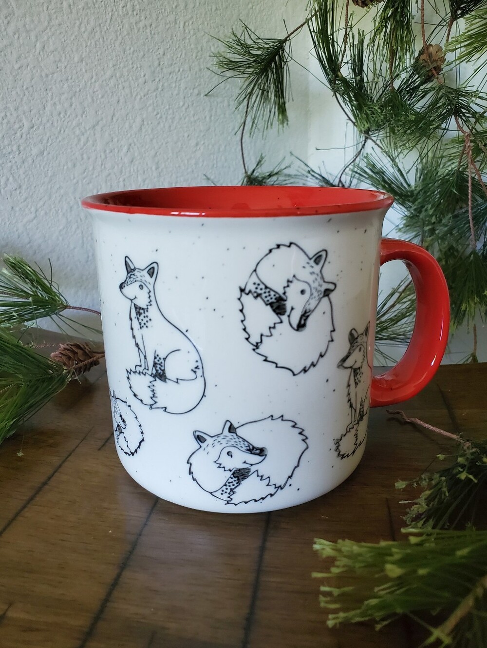 Meritage Woodland Fox Ceramic Coffee Mug Speckled Sketch Camping 18oz